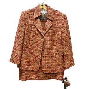 NWT Tahari Arthur S. Levine Tweed Suit Ensemble In Orange Size 16